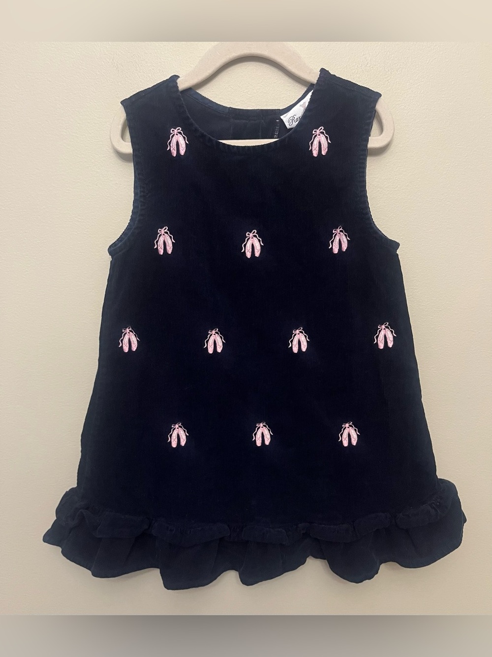 Rare Editions Corduroy Dress Embroidered Ballet Slippers Girls Size 4